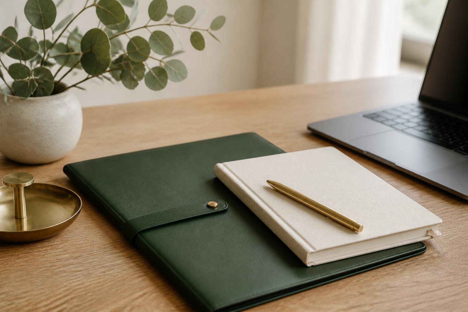 Notitieboek en laptop voor een startende ondernemer